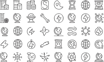 Naklejka premium Clean Energy, Climate and Ecology Vector Icons for Green Business Design