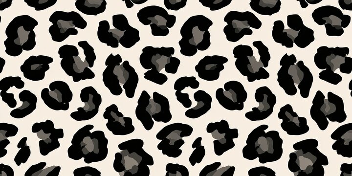 A classic leopard print pattern with black and grey spots on a cream background