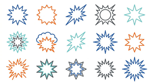 Collection of Starburst Speech Bubbles and Explosions Icons.