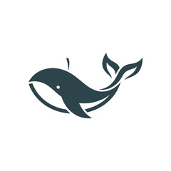 Fototapeta premium Minimalist Whale Silhouette Logo Icon Design on White Background