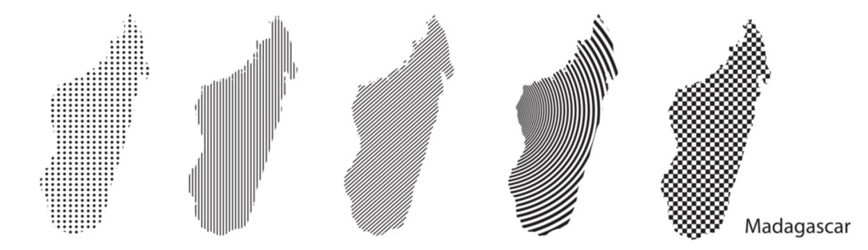 Madagascar map infographic simple design element black abstract geometric pattern icon style Madagascar country landscape outline shape vector illustration