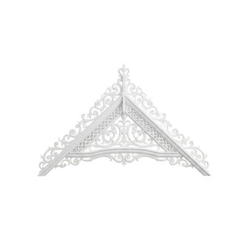 Ornate White Architectural Gable Decoration with Floral Motifs