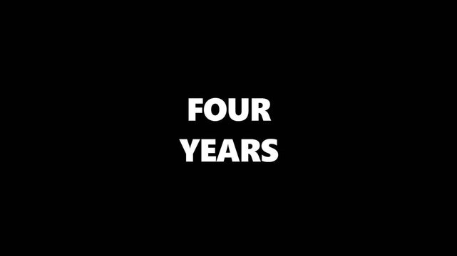 Minimal Black and White 4th Anniversary Countdown Typography Animation