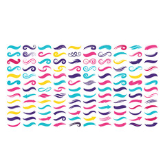 Fototapeta premium Collection of colorful mustache icons and designs