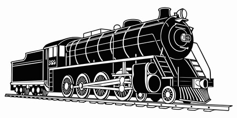 Black steam locomotive side profile, vintage train engine silhouette black train ©  MST RABEYA  BEGUM