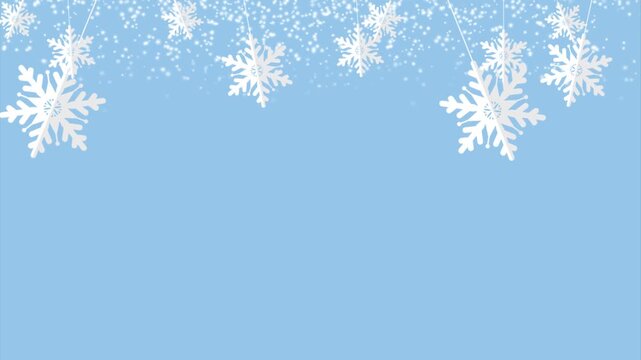 Falling Snowflakes Animation on Blue Screen Background for Winter Holiday Projects