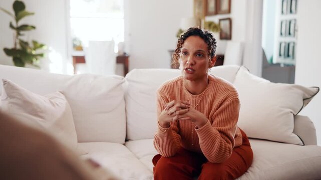 Stress, woman and speaking to psychologist for counseling, mental health and trauma support. Person, therapy and talking with mature patient for help, guidance and anger management advice in office