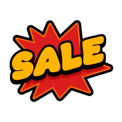 Yellow Pop Art Sale Starburst Explosion Badge on Dark Background © Alghi