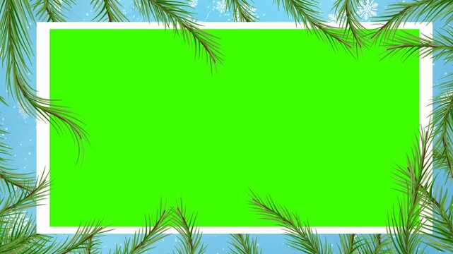 Christmas and New Year Green Screen Video Background with Pine Branches and Snowfall