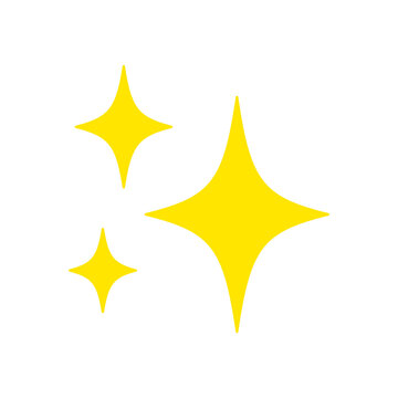 Sparkles emoji icon, shiny flashes of three cluster star yellow vector