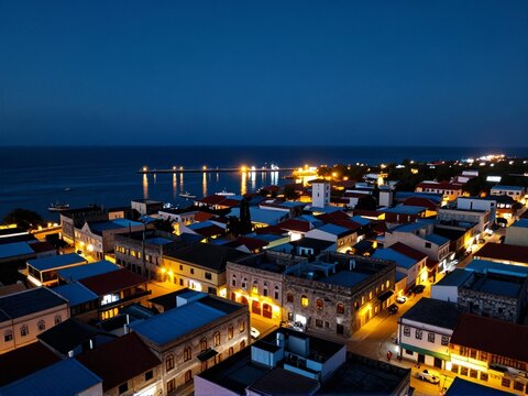 Stone Town Nightscape at Blue Hour Aerial View Zanzibar