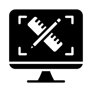 Computer Aided Design Icon - Solid Black