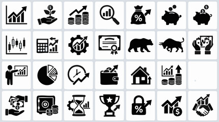 Fototapeta premium Collection of Business and Finance Growth Related Vector Icons