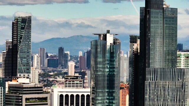 Makati high rise condo buildings and business centers. Metro Manila, Philippines.