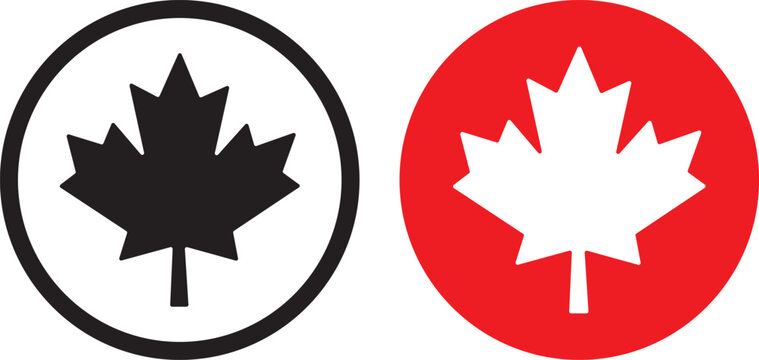 Maple leaf icon. Canada flag sign. Red maple leaves vector illustration. National Canadian emblem. Autumn fall symbol. red and black maple leaf canada icon sign vector design. Maple leaf icon. Canada 