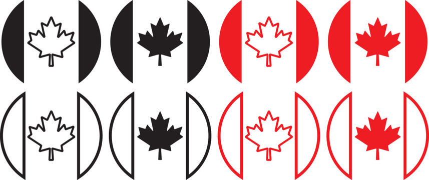 Maple leaf icon. Canada flag sign. Red maple leaves vector illustration. National Canadian emblem. Autumn fall symbol. red and black maple leaf canada icon sign vector design. Maple leaf icon. Canada 