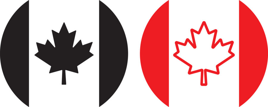 Maple leaf icon. Canada flag sign. Red maple leaves vector illustration. National Canadian emblem. Autumn fall symbol. red and black maple leaf canada icon sign vector design. Maple leaf icon. Canada 