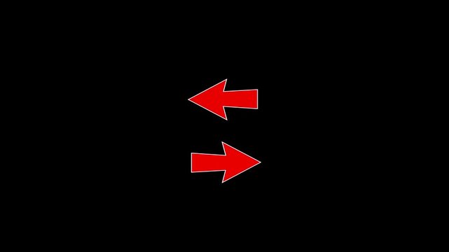 Red arrows icon animation pointing left and right on black background.