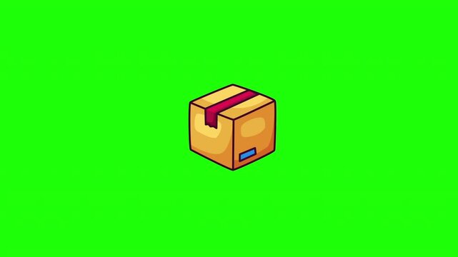 Animated cardboard package box doodle icon, hand-drawn flat vector line art with wiggle effect, looping motion graphic for shipping, logistics and ecommerce design