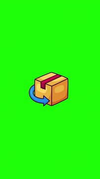 Animated package return doodle icon, hand-drawn flat vector line art with wiggle effect, looping motion graphic for refund, ecommerce and logistics design.