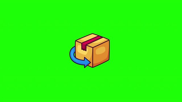 Animated package return doodle icon, hand-drawn flat vector line art with wiggle effect, looping motion graphic for refund, ecommerce and logistics design.