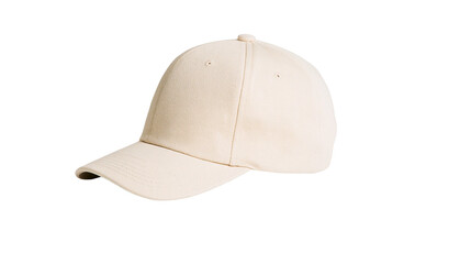 Fototapeta premium Beige baseball cap with curved brim and stitched details
