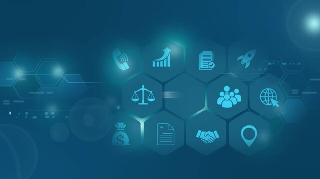 Iso 9001 management system concept with digital hexagon network and business compliance digital network