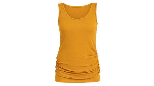 Yellow ribbed tank top with ruched sides