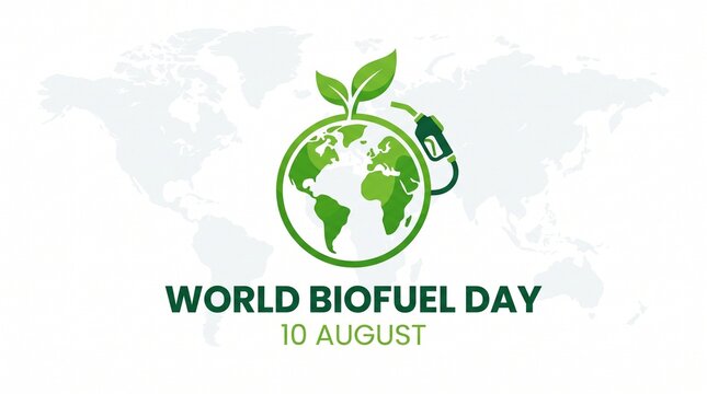 World biofuel day with globe plant fuel pump illustration renewable energ