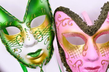 mardi gras carnival masks on black background  © Adriana