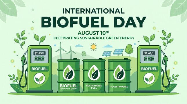 International biofuel day august 10th celebrating biofuel and green energy