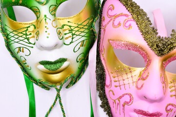 mardi gras carnival masks on black background  © Adriana