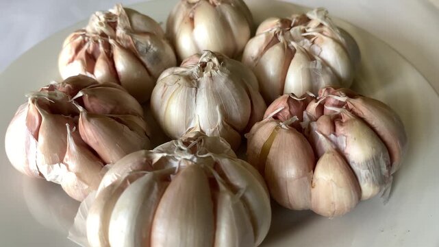 garlic on a wooden table