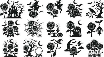 Fototapeta premium Halloween vector bundle spooky silhouettes for crafts sublimation and digital design projects