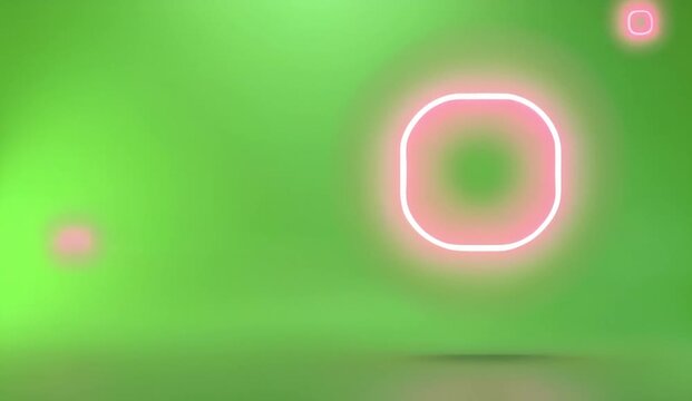 Floating Neon Shapes on Green Gradient Motion Background