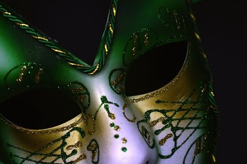 mardi gras carnival masks on black background  © Adriana