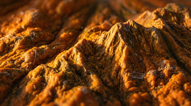 AI-generated macro pumpkin skin textures resembling mountain landscapes