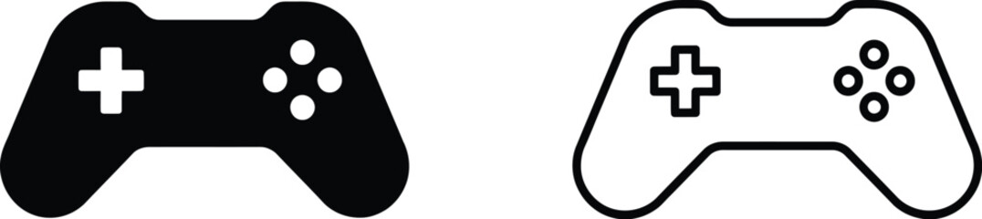 Game controller icon featuring gamepad, joypad, joystick symbol, and gaming device elements for apps, websites, and digital interfaces. © Golapi