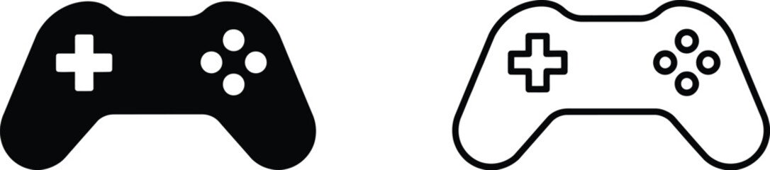 Game controller icon featuring gamepad, joypad, joystick symbol, and gaming device elements for apps, websites, and digital interfaces. © Golapi