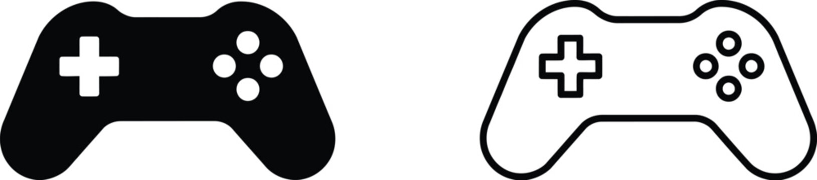 Game controller icon featuring gamepad, joypad, joystick symbol, and gaming device elements for apps, websites, and digital interfaces.