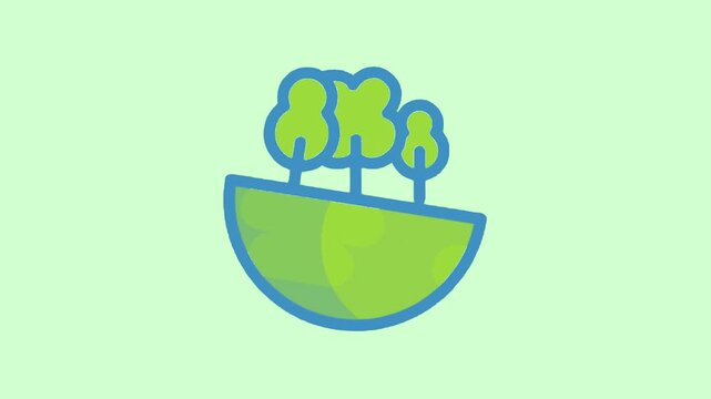a green bowl with trees on top.