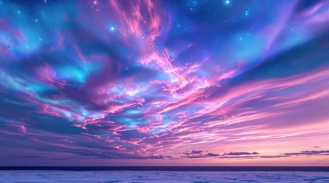 Nacreous Polar Stratospheric Clouds Iridescent Mother of Pearl Rainbow at Arctic Twilight - Rare Sky
