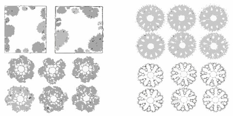 hand drawn shrub and bush illustration with gray outlines on white background landscape vegetation nature botanical sketch © Sudhakar