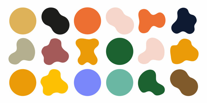 vibrant collection of colorful organic blob shapes on white background abstract art design pattern modern graphic element