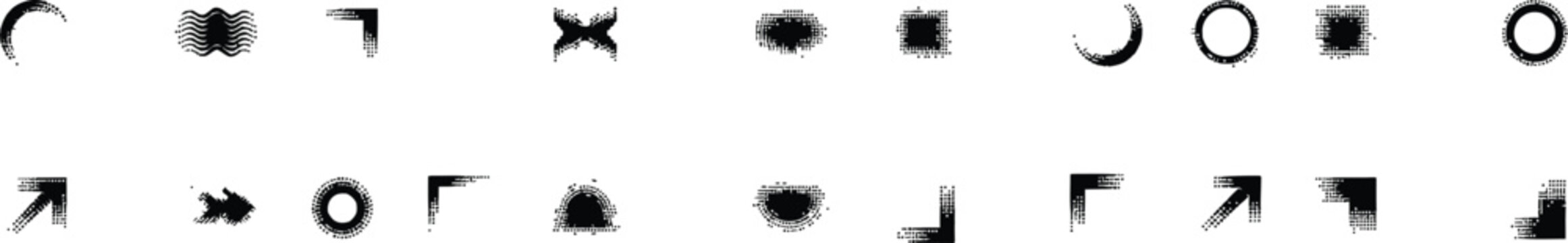 Collection of black abstract geometric shapes and symbols 