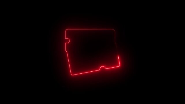 Red Neon Micro SD Card Icon - Glowing Memory Flash Drive Loop Animation on Black Background