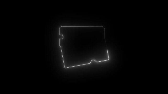 White Neon Micro SD Card Icon - Glowing Memory Flash Drive Loop Animation on Black Background