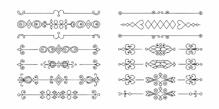 Set Of Decorative Dividers And Ornamental Elements Black Vector Illustration