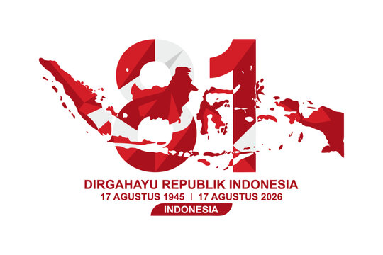 Grunge Style Indonesian Independence 81 Map Graphic