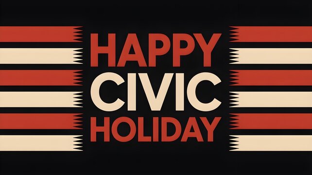 Happy civic holiday graphic retro stripes and bold typography for celebrations